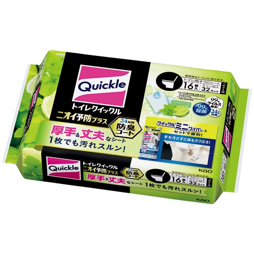 花王 トイレクイックル ニオイ予防プラス シトラスミント 詰替用 1パック(16枚)