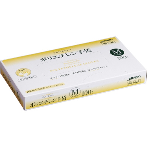 ジャパックス プレミアムフィット ポリエチレン手袋 M 半透明 PGT-02 1箱(100枚)