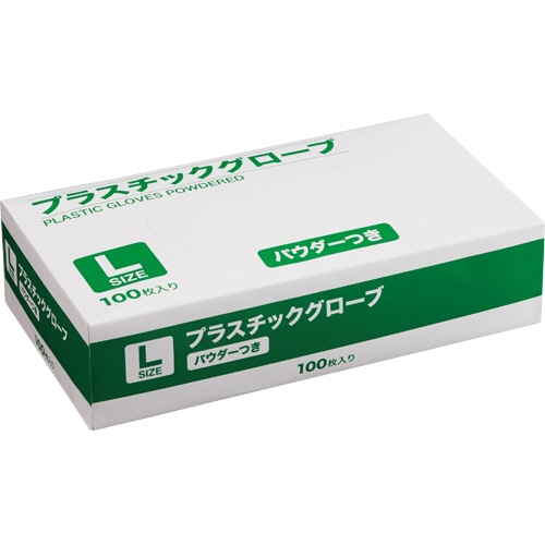 YAMAZEN プラスチックグローブ パウダーつき L TMP-L 1箱(100枚)