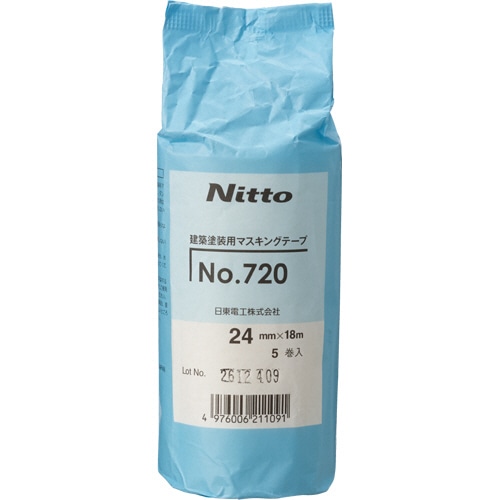 日東電工 マスキングテープ 24mm×18m 720-24 1パック(5巻)