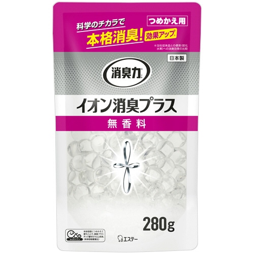 エステー 消臭力 クリアビーズ イオン消臭プラス 無香料 つめかえ 280g 1個