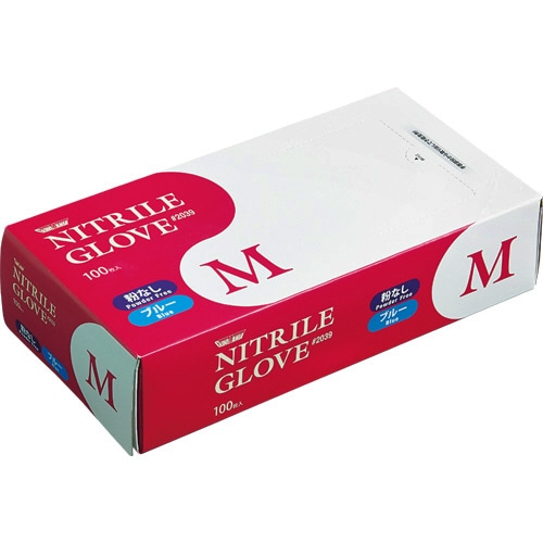 川西工業 ニトリル 使いきり極薄手袋 粉なし ブルー M #2039 1箱(100枚)