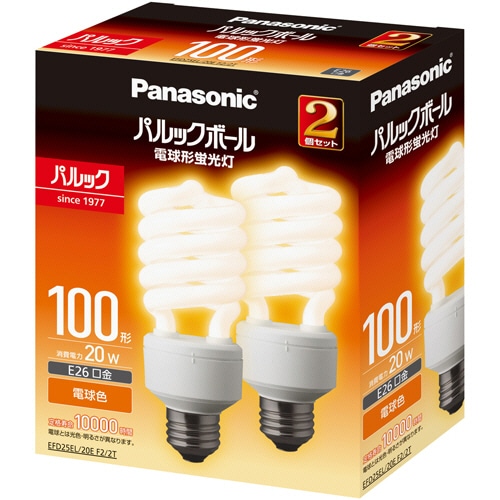 パナソニック パルックボール D形 100W形 E26 電球色 EFD25EL/20EF2/2T 1パック(2個)