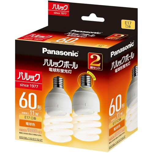 パナソニック パルックボール D形 60W形 E17口金 電球色 EFD15EL/11E/E17F2/2T 1パック(2個)