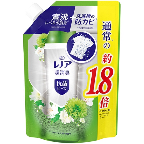 P&G レノア本格消臭 抗菌ビーズ グリーンミスト つめかえ用 特大サイズ 760ml 1個
