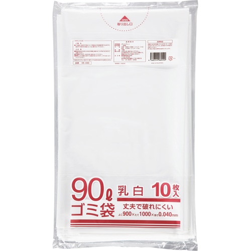 クラフトマン 業務用乳白半透明 メタロセン配合厚手ゴミ袋 90L HK-086 1パック(10枚)