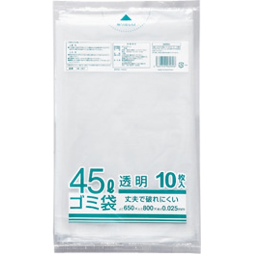 クラフトマン 業務用透明 メタロセン配合厚手ゴミ袋 45L HK-087 1パック(10枚)