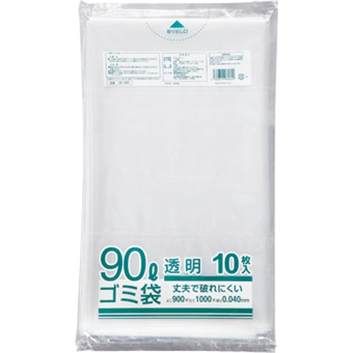クラフトマン 業務用透明 メタロセン配合厚手ゴミ袋 90L HK-089 1パック(10枚)