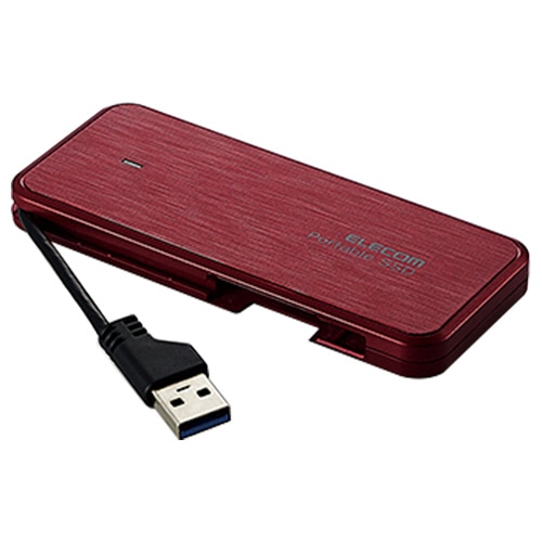 エレコム ケーブル収納型外付けポータブルSSD 240GB レッド ESD-EC0240GRD 1台
