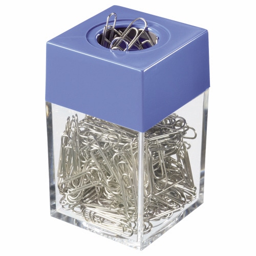 ライオン事務器 マグネットディスペンサー W42×D42×H70mm 青 ゼムクリップ小50g入 No.130 1個