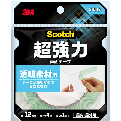 3M スコッチ 超強力両面テープ 透明素材用 12mm×4m STD-12 1巻