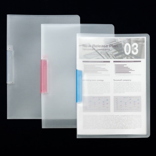 TANOSEE スライドクリップファイル A4タテ 20枚とじ ブルー