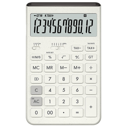 カシオ Comfy デザイン電卓 12桁 ジャストタイプ オフホワイト JT-200T-WE-N 1台