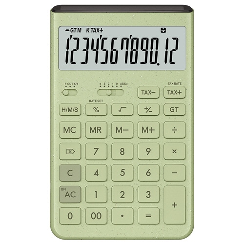 カシオ Comfy デザイン電卓 12桁 ジャストタイプ グレイッシュグリーン JT-200T-GN-N 1台