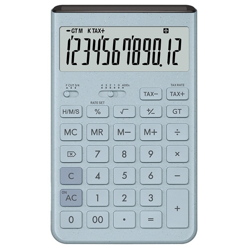 カシオ Comfy デザイン電卓 12桁 ジャストタイプ グレイッシュブルー JT-200T-BU-N 1台