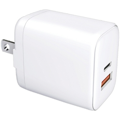 ハイディスク 2台同時に急速充電できる PD20W対応 USB充電器(USB-C×1+A×1) ホワイト HD-AC2P20WH 1個