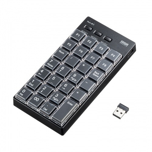 サンワサプライ プログラマブルテンキー(有線&無線2.4Gモデル) NT-WL26BK 1個