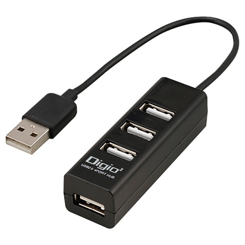 ナカバヤシ USB2.0ハブ 4ポート 15cm ブラック UH-2604BK 1個