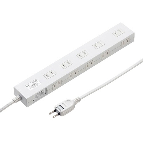 サンワサプライ 雷ガードタップ 2P・10個口 5m ホワイト TAP-SP2110N-5W 1個