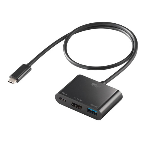 サンワサプライ USB Type C-HDMI変換アダプタ(4K・PD対応・USBハブ付) AD-ALCPHDPD02 1個