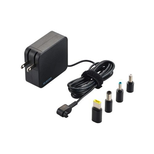 エレコム ノートパソコン用ACアダプタ 65W(変換Tip 4種付属) ブラック ACDC-TP9565BK 1個