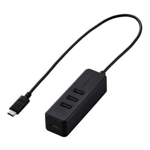 エレコム PD充電対応 USB Type-Cハブ(USB2.0) 3ポート ブラック U2HC-T431PBK 1個
