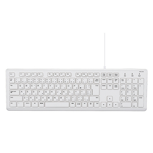 ナカバヤシ　ＭＣＯ（ミヨシ）　超静音　有線フルキーボード　ホワイト　ＦＫＢ－Ｕ２５０Ｗ　１台