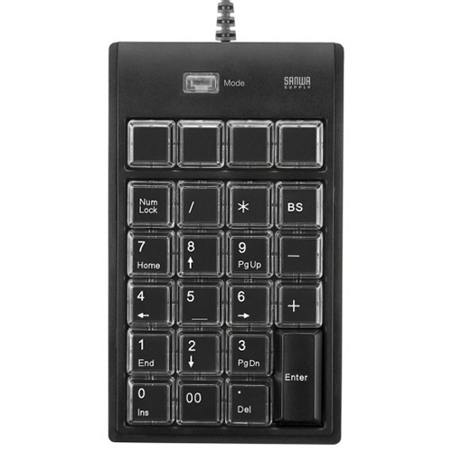 サンワサプライ プログラマブルテンキー(USB2.0ハブ2ポート付) ブラック NT-19UH2BKN2 1個