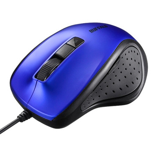 バッファロー　有線　ＢｌｕｅＬＥＤ　光学式マウス　静音　５ボタン　ブルー　ＢＳＭＢＵ３００ＢＬ　１個