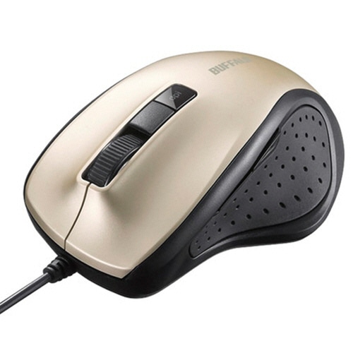 バッファロー　有線　ＢｌｕｅＬＥＤ　光学式マウス　静音　５ボタン　ゴールド　ＢＳＭＢＵ３００ＧＤ　１個
