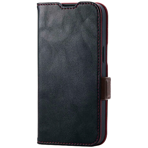 エレコム　ｉＰｈｏｎｅ　１６ｅ　ソフトレザーケース　磁石付　耐衝撃　ステッチ　ブラック　ＰＭ－Ａ２５ＳＰＬＦＹＢＫ　１個