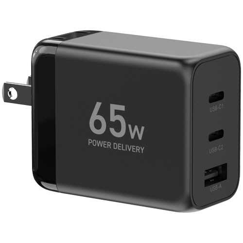 ＹＡＭＡＺＥＮ　ＰＤ対応　ＵＳＢアダプター　６５Ｗ　Ｃ×２・Ａ×１ポート　ＹＰＤ－６５ＣＣＡ　１個