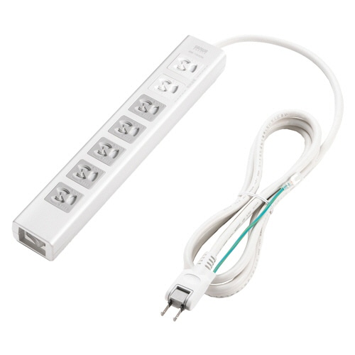 サンワサプライ　抜け止めシャッタータップ　５個口連動集中スイッチ＋雷ガード（２Ｐプラグ）タイプ　３Ｐ・７個口　２ｍ（ＲｏＨＳ指令１０準拠）　ＴＡＰ－Ｆ３７ＳＨ－