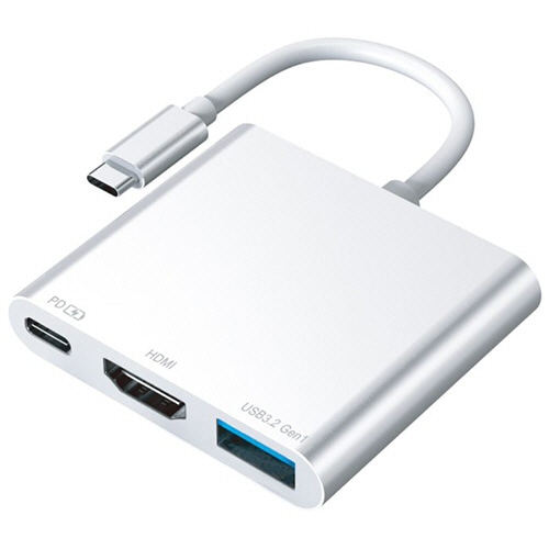 ハイディスク　３ｉｎ１　ＵＳＢ　Ｔｙｐｅ－Ｃハブ　シルバー　ＨＤ－３ＩＮ１ＨＢＳＶ　１個