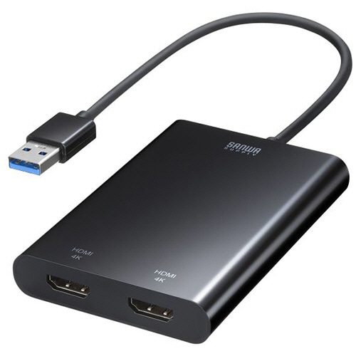 サンワサプライ　ＵＳＢ－ＨＤＭＩディスプレイアダプタ（４Ｋ×２画面出力）　ＵＳＢ－ＣＶＵ３ＨＤ６　１個