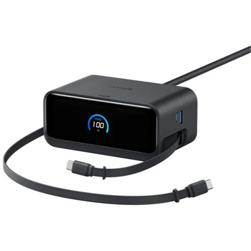 アンカージャパン　電源タップ　ＡＮＫＥＲ　Ｎａｎｏ　Ｃｈａｒｇｉｎｇ　Ｓｔａｔｉｏｎ（７－ｉｎ－１　１００Ｗ　巻取り式ＵＳＢ－Ｃケーブル）　ブラック　Ａ９１Ｃ８