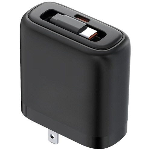 オウルテック　ＯＥＣ　ケーブル内蔵ＡＣ充電器　ＰＤ６５Ｗ　ブラック　ＯＥＣ－ＡＰＤ６５Ｃ２ＲＧ－ＢＫ　１個