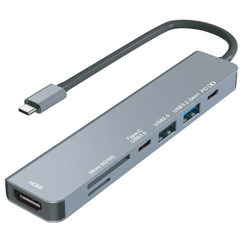 ハイディスク　７ｉｎ１　ＵＳＢ　Ｔｙｐｅ－Ｃハブ　シルバー　ＨＤ－７ＩＮ１ＨＢＳＶ　１個