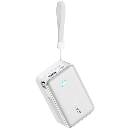 アンカージャパン　モバイルバッテリー　ＡＮＫＥＲ　Ｎａｎｏ　Ｐｏｗｅｒ　Ｂａｎｋ　（１００００ｍＡｈ　４５Ｗ　巻取り式　ＵＳＢ－Ｃケーブル）　ホワイト　Ａ１６３