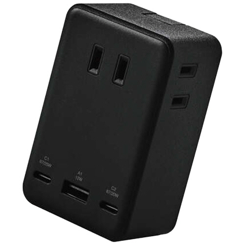 エレコム　コンセント直挿しＵＳＢタップ　（２Ｐ・３個口／６７Ｗ　Ａ×１＋Ｃ×２）　ブラック　Ｔ－Ｕ０９－３ＡＣ２ＢＫ　１個