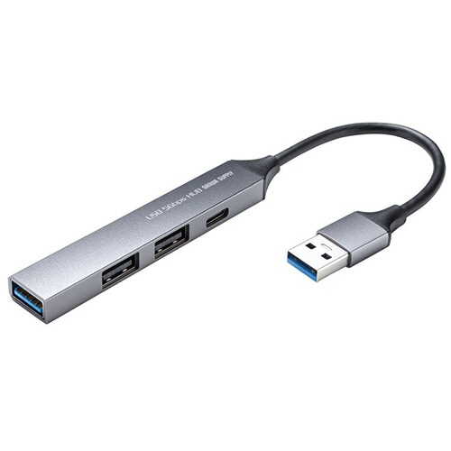 サンワサプライ　ＵＳＢ　５Ｇｂｐｓ　４ポート（Ａ×３・Ｃ×１）　コンボ超スリムハブ　アルミ　ＵＳＢ－５Ｈ２５ＧＭ　１個