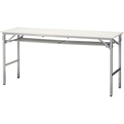 アイリスチトセ 樹脂天板折りたたみテーブル 棚付 幅1500mm×奥行450mm アイボリー BTS-P1545T 1台
