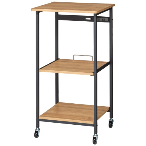 YAMAZEN デザインレンジラック 幅480×奥行450×高さ910mm オーク/サンドブラック DRW-41(OAK/SBK) 1台