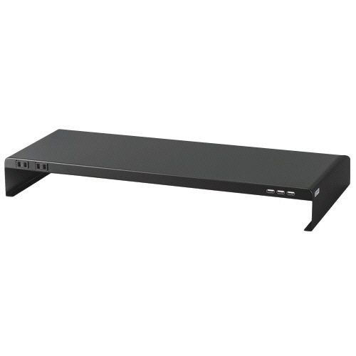サンワサプライ 電源タップ+USBポート付机上ラック 幅600×奥行200×高さ80mm ブラック MR-LC202BKN 1台