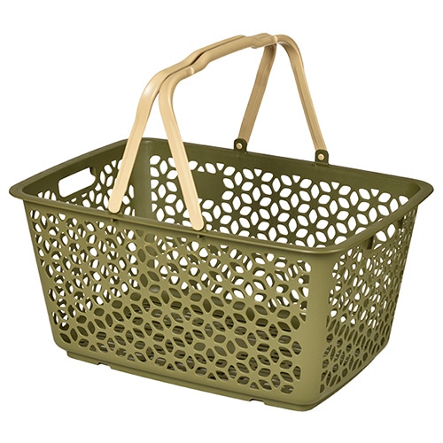 ヒマラヤ化学　ハンドル積重ねバスケット　カーキ　１個