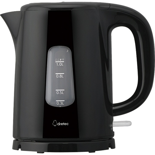 ドリテック 電気ケトル フェンネル 1.0L ブラック PO-362BK 1台