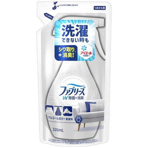 P&G ファブリーズ ダブル除菌 アルコール成分入り 無香料 つめかえ用 320mL 1個