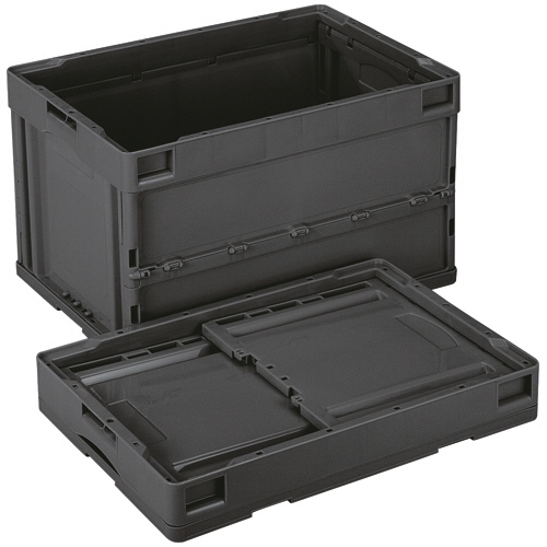 岐阜プラスチック工業　リサイクル折りたたみコンテナー　フタなし　５０Ｌ　ブラック　ＣＢ－Ｓ５１ＮＲ　１台