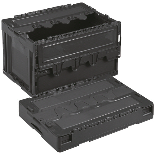 岐阜プラスチック工業　リサイクル折りたたみコンテナー　フタ一体型　５０Ｌ　ブラック　ＣＦ－Ｓ５１ＮＲ　１台