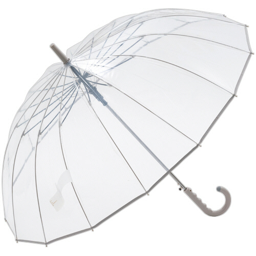 スギハラ　ビニールジャンプ傘　パイピング　カラーグラス骨　６０ｃｍ　グレージュ　１６本骨　１本